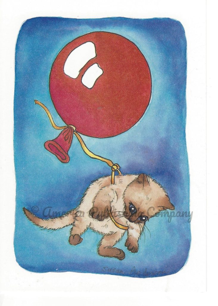 Birthday - Siamese getting carried away card